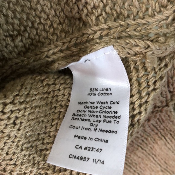 Talbots Sweater Cable Knit Lightweight Linen Cotton Beige Tan Small Petite - Picture 10 of 10